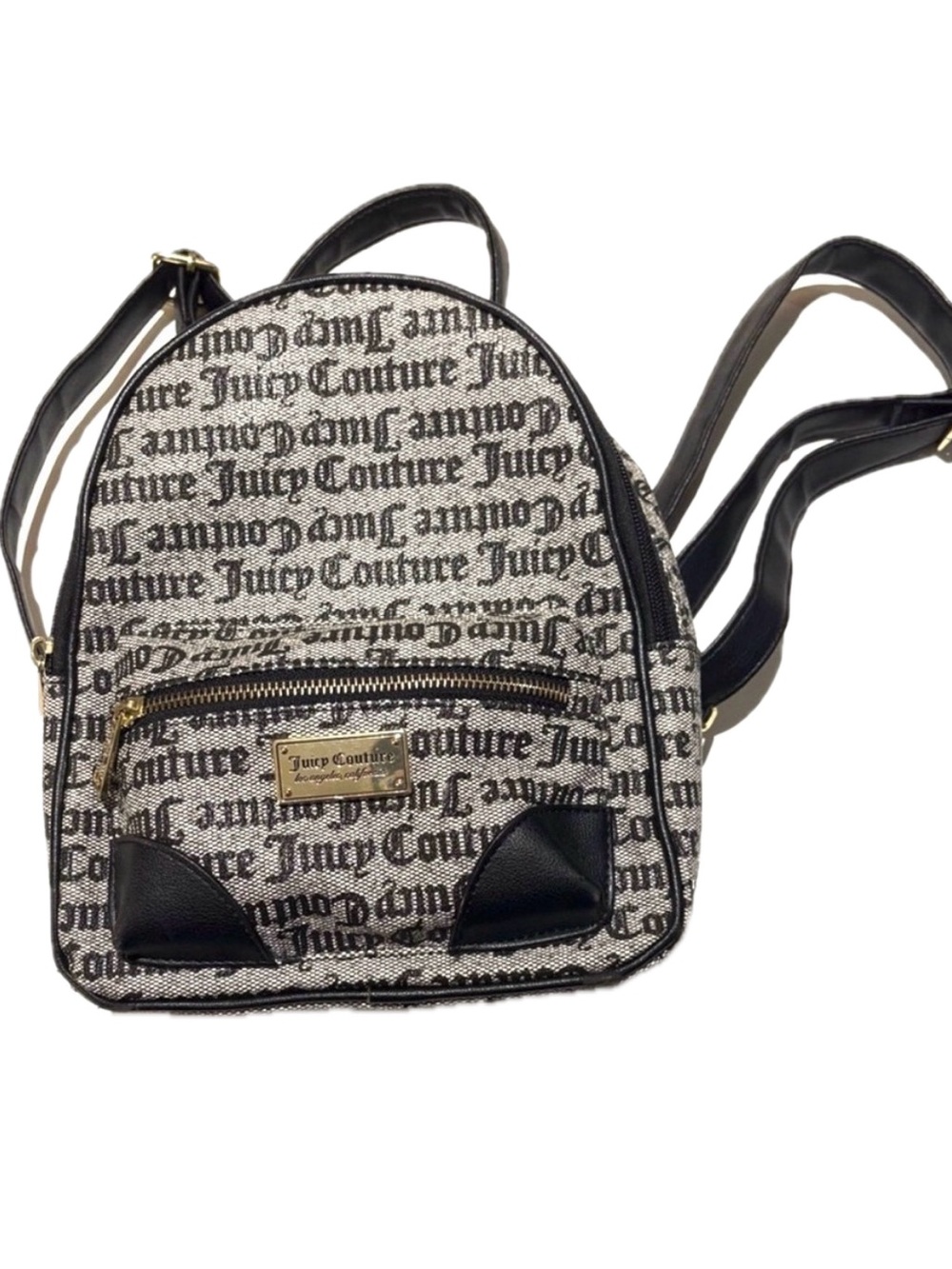 ⭐ Juicy Couture Gothic Logo Mini Backpack - Classic Black & Cream ⭐